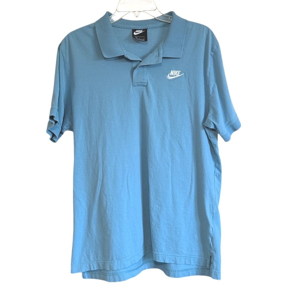 Nike Mens Sportswear Polo Shirt Light Blue‎ Cotton Jersey Logo Size Large Golf